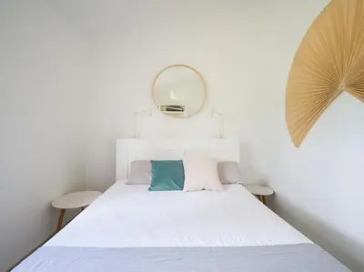 Cama o camas de una habitación en Maspalomas Palms premium bungalow, private, relaxing, swimming pool
