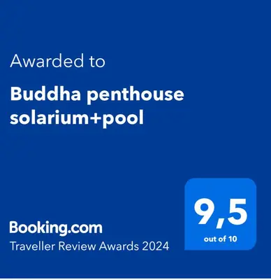 Certificado, premio, señal o documento que está expuesto en Buddha penthouse solarium+pool