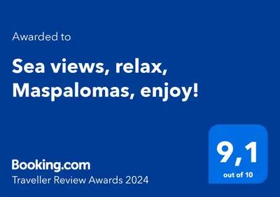 Certificado, premio, señal o documento que está expuesto en Sea views, relax, Maspalomas, enjoy!