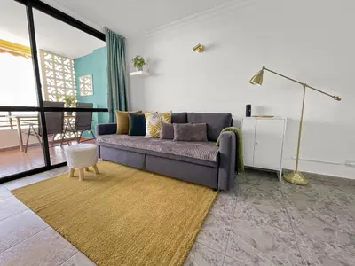 Zona de estar de Beach Front Apartment Patalavaca- Endless Ocean View