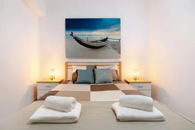 Cama o camas de una habitación en Las Canteras Verol with Garage