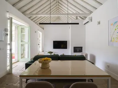 Una televisión o centro de entretenimiento en Agroturismo Suites Hacienda los Olivos