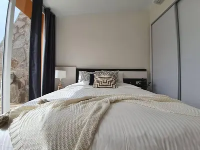 Cama o camas de una habitación en Ocean Apartment Tauro, Fast WI-FI, Pool, Terrace