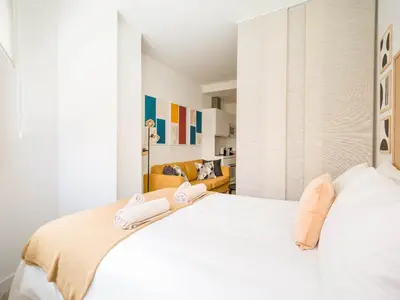 Cama o camas de una habitación en Gran estudio, cerca playa de Las Canteras, BT1C
