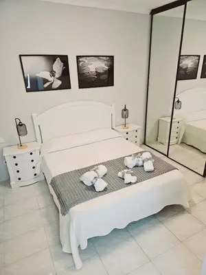 Cama o camas de una habitación en Flat Triana