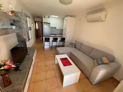 Una cocina o zona de cocina en Primera línea de playa, apartamento completo