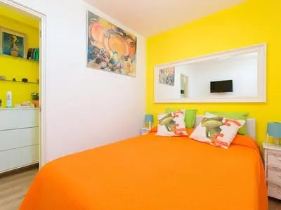 Cama o camas de una habitación en Las Arenas - ático con vistas panorámicas muy cerca de la playa - WiFi rápido