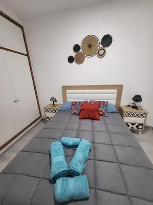Cama o camas de una habitación en Piso Zona Mesa y López