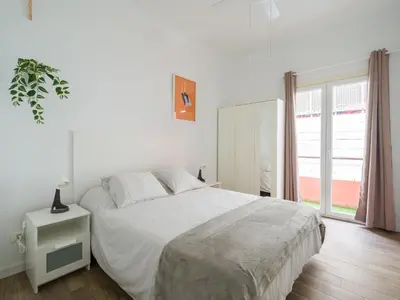 Cama o camas de una habitación en Cerca de la playa con azotea