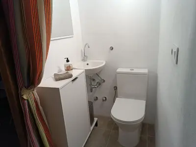 Un baño de Casa Bailarina, romantický kamenný dům s úžasným výhledem na oceán