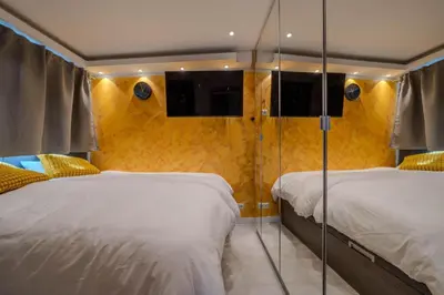 Cama o camas de una habitación en Cabaña en Finca