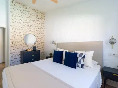 Cama o camas de una habitación en Refurbished 2 bedrooms house private pool