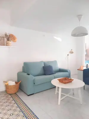 Zona de estar de Dragon View - Oceanfront Apartment Faro de Sardina