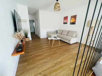 Zona de estar de Precioso alojamiento junto al mar