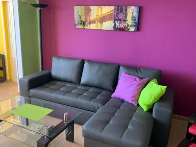 Zona de estar de Großzügige Ferienwohnung mit Atlantikblick in zentraler Lage Monte Rojo San Agustín