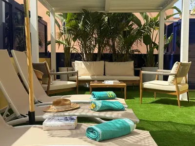 Zona de estar de Oasis Beach Home Meloneras with jacuzzi