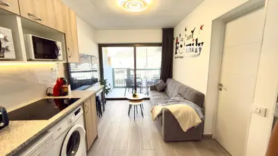 Una cocina o zona de cocina en Carolina apartment, two bedrooms with air conditioning and a fully equipped kitchen, close to the beach and shopping center
