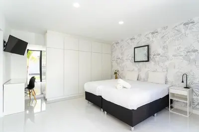 Cama o camas de una habitación en Villa Art & Design Tauro pool Wi-Fi BBQ
