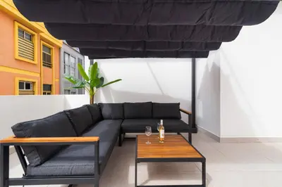 Zona de estar de Apartment 100 m from Las Canteras - Shared Terrace