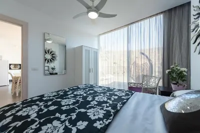 Cama o camas de una habitación en Finca Oasis Holidays & Health - Apartamentos con Terraza y Solarium