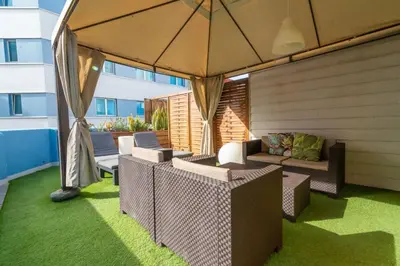 Zona de estar de Australia Loft next to the beach