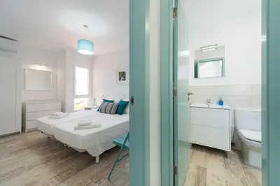 Cama o camas de una habitación en Bungalow tipo duplex en Sonneland, Maspalomas