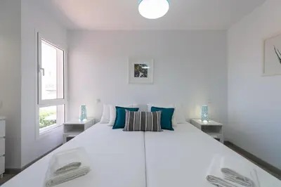 Cama o camas de una habitación en Bungalow tipo duplex en Sonneland, Maspalomas