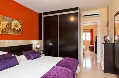 Cama o camas de una habitación en Villa Los Azules with pool and jacuzzi