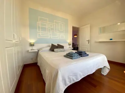 Cama o camas de una habitación en Apartamento con vistas