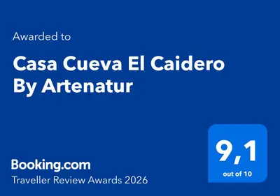 Certificado, premio, señal o documento que está expuesto en Casa Cueva El Caidero By Artenatur