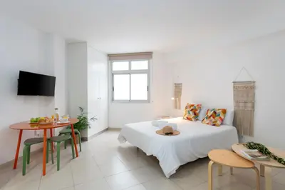 Cama o camas de una habitación en Vivelorural estudio interior en Las Canteras