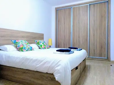 Cama o camas de una habitación en Apartamento Tobias Agaete Parque Playa del Ingles