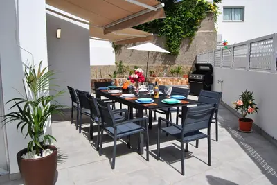 Plano de Big Villa Tauro with Private Heated Saltwater Pool & Jacuzzi & BBQ & Game Room & Arcade Games