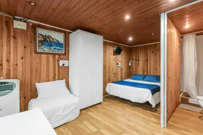 Cama o camas de una habitación en Mountain Chalet Sea Views & Pool
