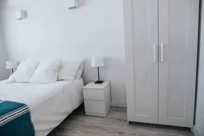 Cama o camas de una habitación en Chalet pareado a 5 minutos andando de la playa