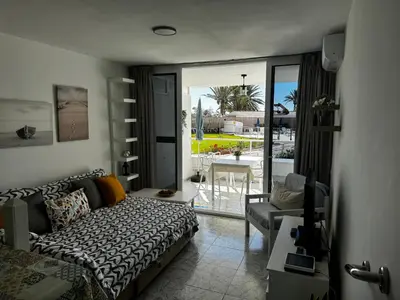 Cama o camas de una habitación en Estancia en Complejo Tamarán - Playa del Inglés
