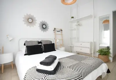 Cama o camas de una habitación en Beach apartment +3Bed +2Bath +Wifi
