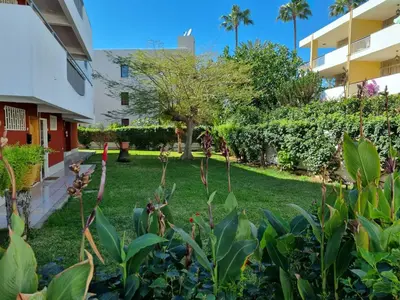 Jardín al aire libre en Apartment with sea view close to dunes of playa del ingles