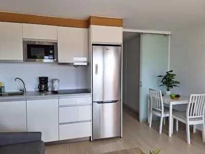 Una cocina o zona de cocina en White and Quiet! Modern apartment in San Agustin