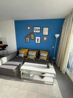 Zona de estar de MOGAN PEARL - POOL - DOUBLE TERRACE - OCEAN VIEW - BEACH - WIFI - WONDERFUL Complex - FREE DIGITAL TRAVEL GUIDE