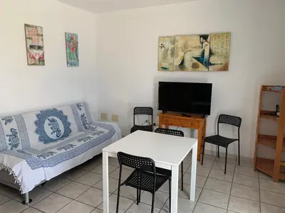 Una televisión o centro de entretenimiento en Apartamentos Mar Azul Arinaga