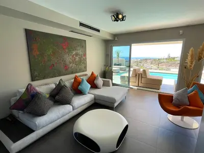 Zona de estar de Luxury Villa Morelli with seaview & heated pool