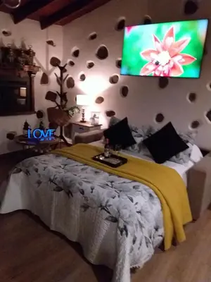 Cama o camas de una habitación en Romantic Casa Rural La Molinera