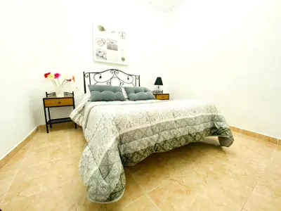 Cama o camas de una habitación en Welcoming house with mountain view in Ingenio