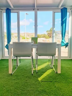Plano de The perfect place to relax Bedroom with hot tub, beautiful tropical garden area. Bbq and big open spaces through all the house.It is located in a quiet place, but still 5 min away from the touristic Puerto Rico and walking distance from the beach