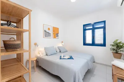 Cama o camas de una habitación en Agaete White&Blue House