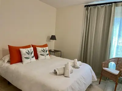 Cama o camas de una habitación en HomeForGuest Villa 5 in Salobre Golf with private pool, garden and great views