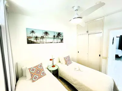 Cama o camas de una habitación en Seaview Apartment Los Cactus