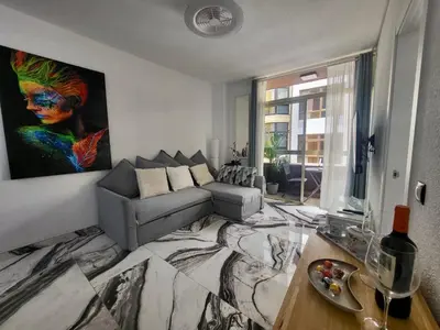 Zona de estar de 2 Bedrooms Flat + Balcony + Parking at Las Canteras Beach