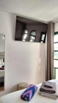 Cama o camas de una habitación en Bungalow Duna Verde